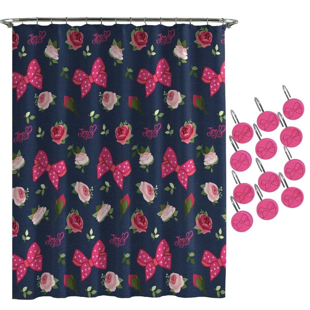 Nickelodeon JoJo Siwa Fabric Shower Curtain and Hook Set New 70 in x 72 in
